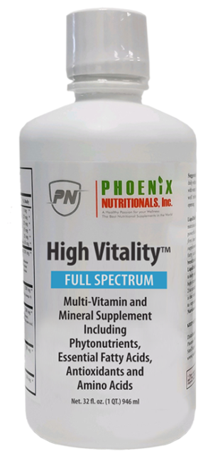 High Vitality Liquid Multivitamin, The Ultimate in Full Spectrum Nutrition High Vitality Natural Liquid & Vitamin Mineral Supplement, High Energy, Anti-Aging Formula, Mixed Fruit Flavor, Gluten Free, Sugar Free, & Highly Absorbable.