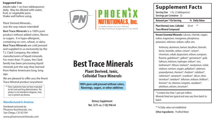 Best Trace Minerals, Plant Derived, Ionic, Colloidal Trace Minerals in liquid form for up to 96% Absorption. Our all-natural trace mineral liquid comes from plant sources.