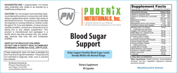 Blood Sugar Support Supplement Facts Box