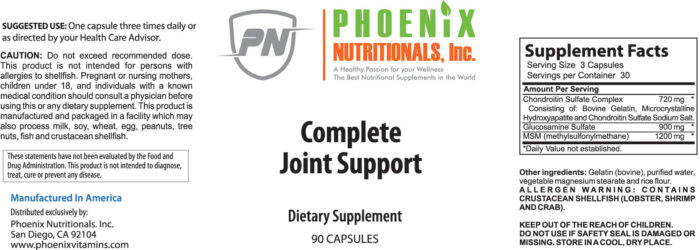 Complete Joint Support Supplement Fact Box